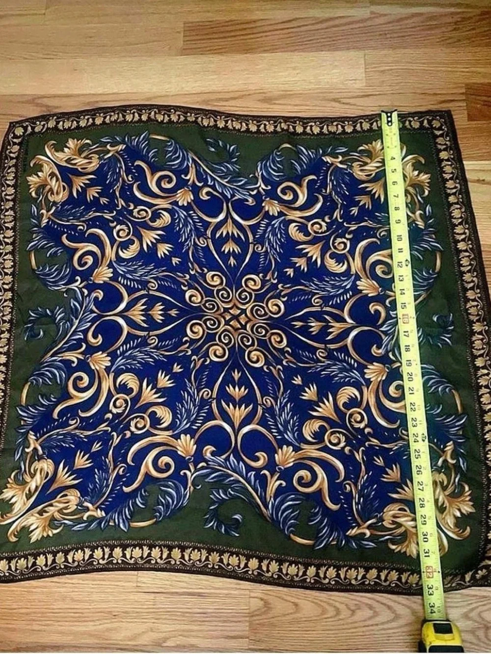 Anne Klein Brown and Gold Ornate Silk Scarf